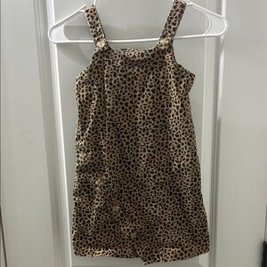 GB Girls Animal Print Dress with Asymmetrical Button Detail